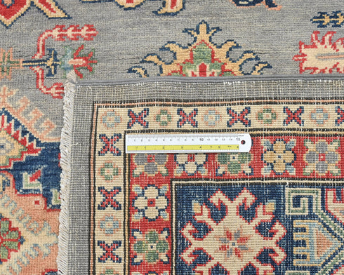 8x10 Gray Kuba Afghan Hand Knotted Wool Area Rug